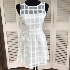Anthropologie White dress lace bridal fit n flare